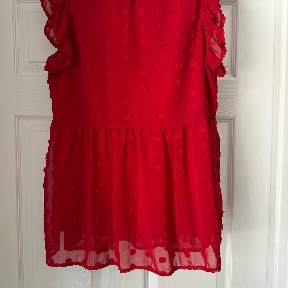 Chic Red Ruffle Blouse - Picture 2 of 6